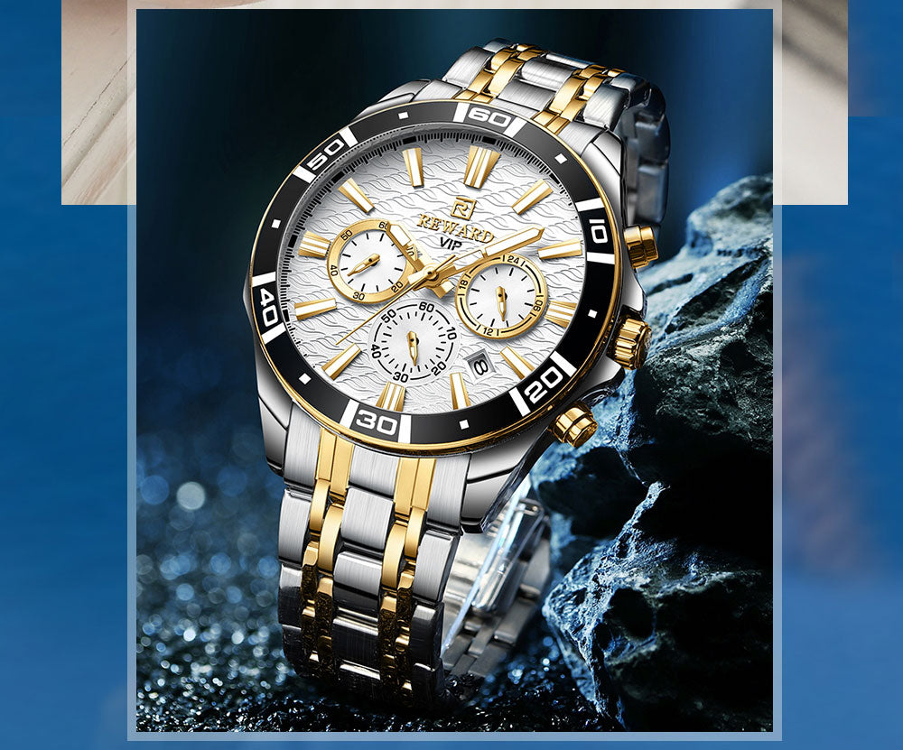 Mens Watch Waterproof Sport Wristwatch for Men Stainless Steel Business Quartz Watches Clock Gift for Father Birthday The Clothing Company Sydney
