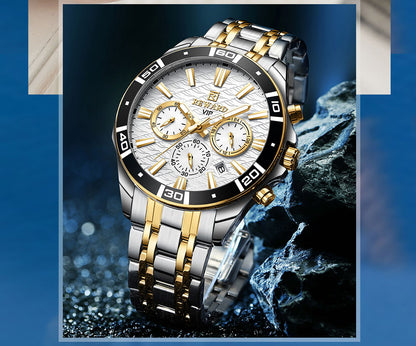 Mens Watch Waterproof Sport Wristwatch for Men Stainless Steel Business Quartz Watches Clock Gift for Father Birthday The Clothing Company Sydney