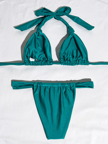 Pleated Bikinis Swimsuit Triangle Bikini Set Swimwear Halter Bathing Suits Bandage Beachwear The Clothing Company Sydney