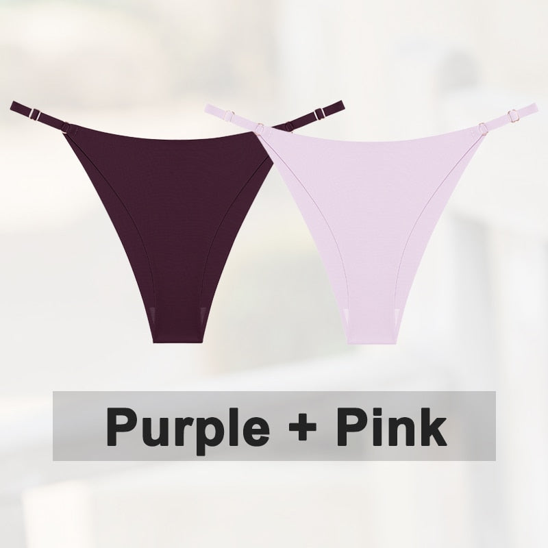 2 pack Seamless Silky G-String Thongs Lingerie Low Rise Panties Adjustable Waistband Straps Hipster Underwear Intimates The Clothing Company Sydney