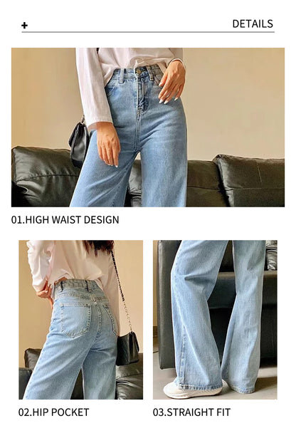 Y2k Wide Leg Pants High Waist Mom Jeans Fashion Denim Trousers Blue Jeans The Clothing Company Sydney