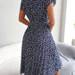 Floral Pleated A Line Long Dress Spring Summer Short Sleeve High Waist Chic Dress The Clothing Company Sydney