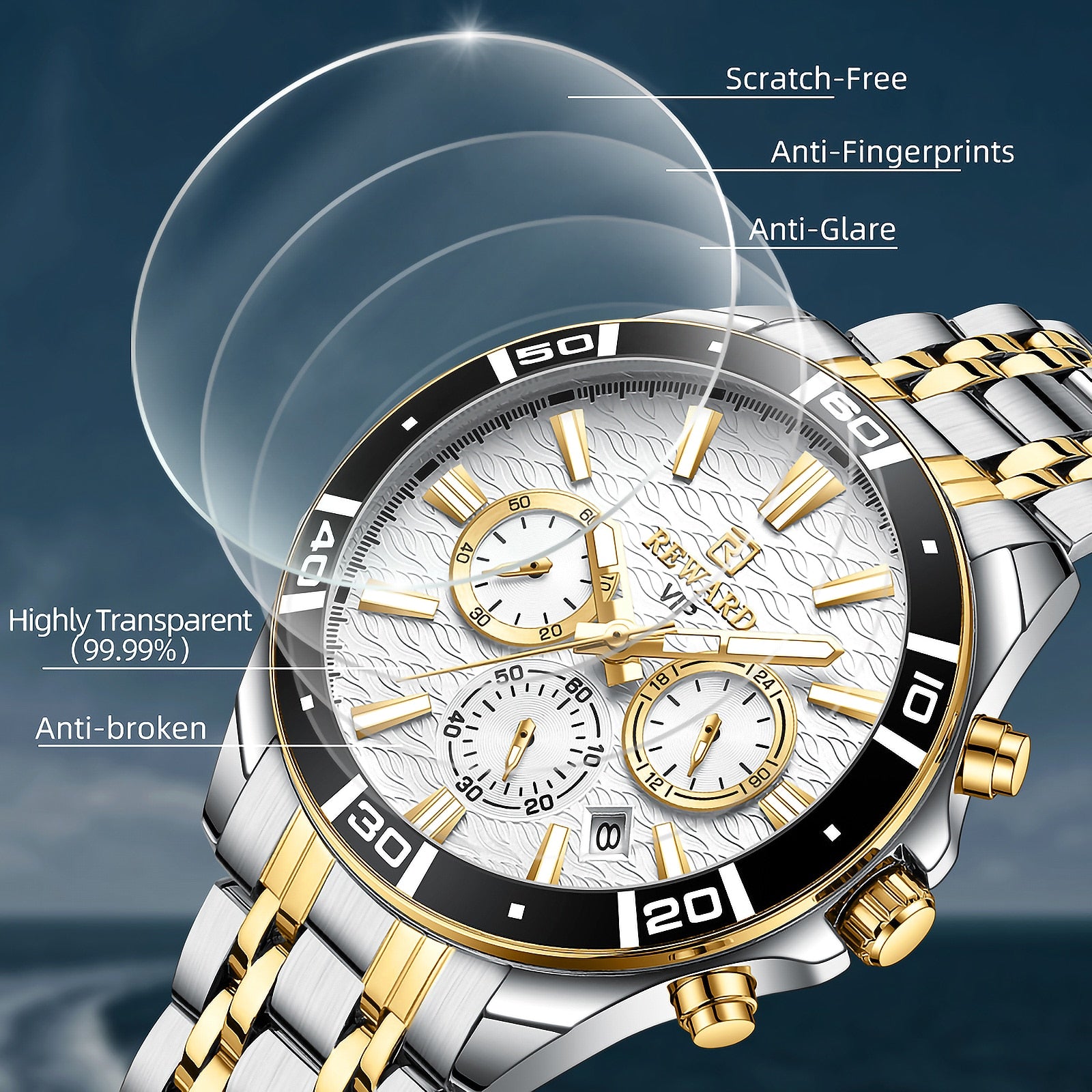 Mens Watch Waterproof Sport Wristwatch for Men Stainless Steel Business Quartz Watches Clock Gift for Father Birthday The Clothing Company Sydney