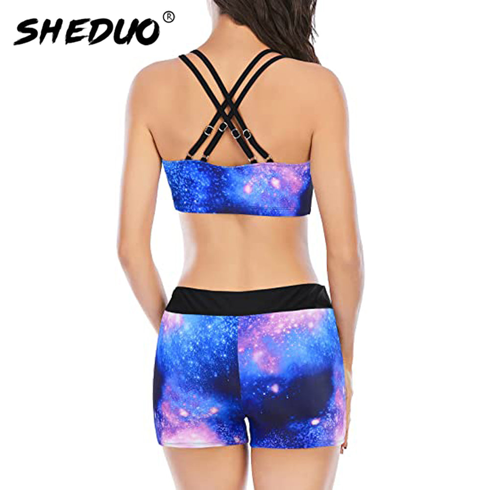 Two Piece Plus Size Tankini Swimming suits Swimwear Patchwork Bikini White boho Printed Swimsuit The Clothing Company Sydney