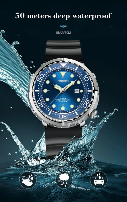 Lige Fashion Mens Watches Foxbox Top Brand Luxury 5ATM Sports Waterproof Quartz Date Luminous Watch The Clothing Company Sydney