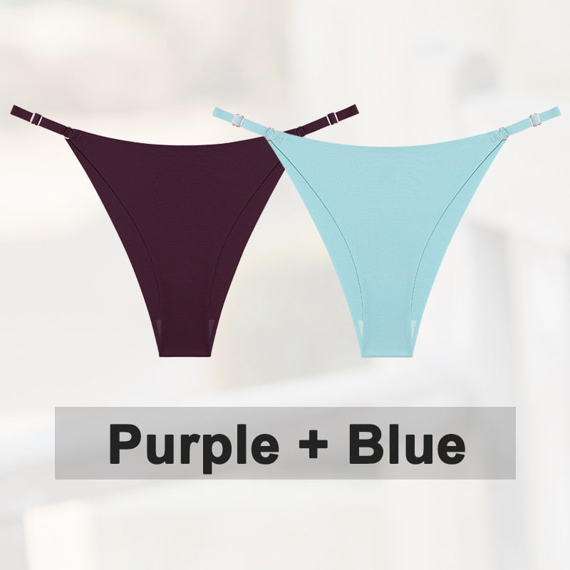 2 pack Seamless Silky G-String Thongs Lingerie Low Rise Panties Adjustable Waistband Straps Hipster Underwear Intimates The Clothing Company Sydney