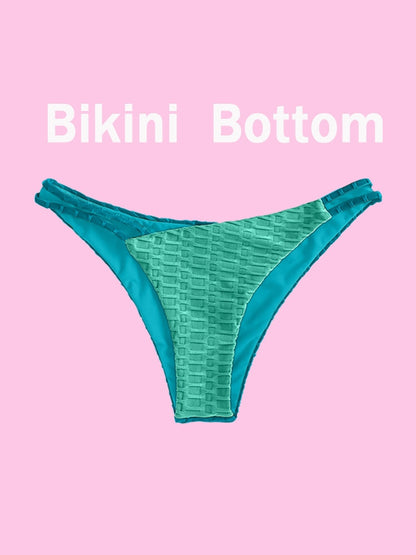 Two Tone Color Block O-ring Honeycomb Textured Bikini Swimwear Mix & Match Swimsuit Separates Beach Top And Bottom The Clothing Company Sydney