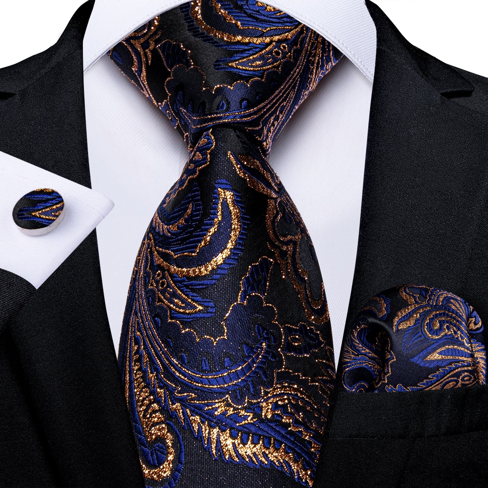 3 Piece Classic 100% Silk Men's Ties 8cm Blue Plaid Dot Striped Business Necktie Handkerchief Wedding Party Tie Set The Clothing Company Sydney