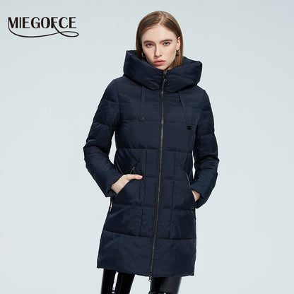 Winter Jacket Women's Stand Collar Hooded Cold Protection Windproof Lady Coat Big Pocket Mid-Length Parka The Clothing Company Sydney