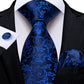 3 Piece Classic 100% Silk Men's Ties 8cm Blue Plaid Dot Striped Business Necktie Handkerchief Wedding Party Tie Set The Clothing Company Sydney