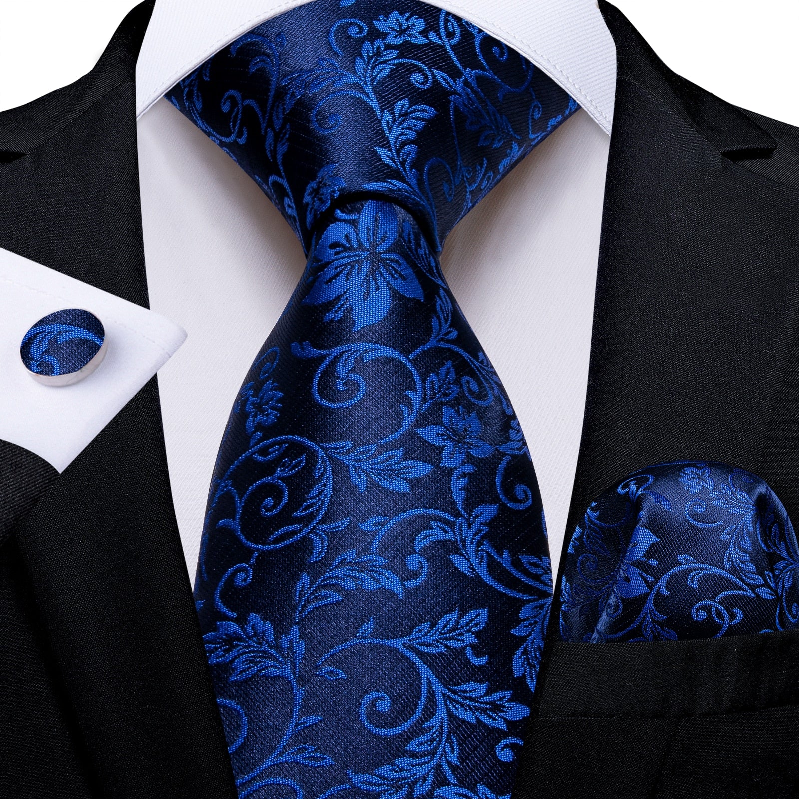 3 Piece Classic 100% Silk Men's Ties 8cm Blue Plaid Dot Striped Business Necktie Handkerchief Wedding Party Tie Set The Clothing Company Sydney