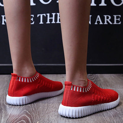 Breathable Mesh Sneakers Summer Slip on Soft Bottom Running Shoes Woman Plus Size Elastic Knit Casual Flats The Clothing Company Sydney