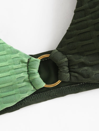 Two Tone Color Block O-ring Honeycomb Textured Bikini Swimwear Mix & Match Swimsuit Separates Beach Top And Bottom The Clothing Company Sydney