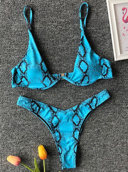 Neon V-bar Underwired Bikini Ribbed Swimsuit Women Thong Swimwear Two-pieces Bikini set Push up Bathing Suit The Clothing Company Sydney