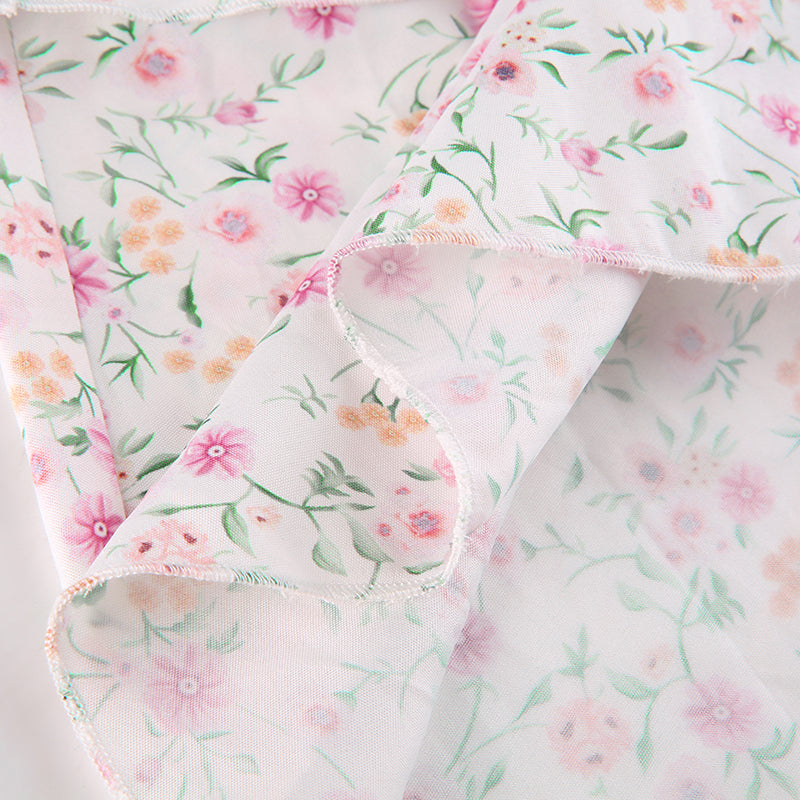 French Romantic Strap Floral Printing Summer Fashion Chic Ruffles Pleated Dress Mini Double Layer Dress The Clothing Company Sydney