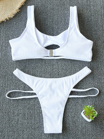 2 Piece Swimsuit Women Bikini Push-up Padded Bra Bandage Triangle Swimwear Bathing Suit Ribbed Bikini Set The Clothing Company Sydney