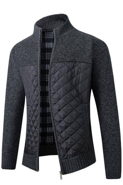 Autumn Winter Men's Jacket Slim Fit Stand Collar Zipper Solid Thick Warm Jacket Cardigan Sweater The Clothing Company Sydney