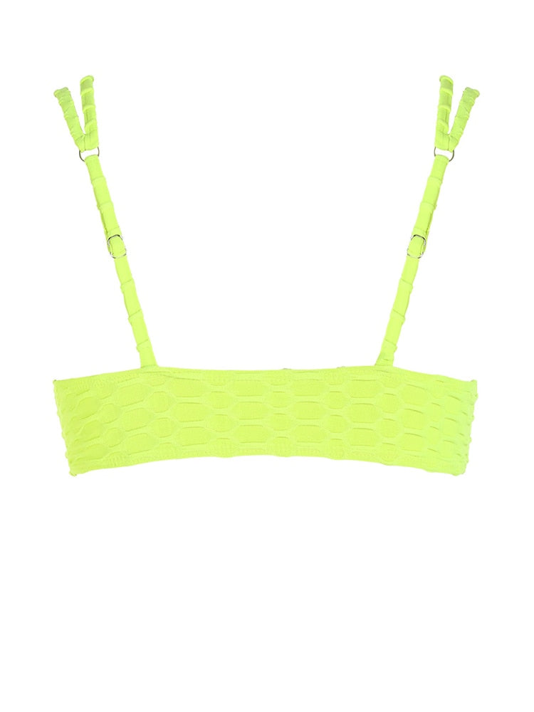 Two Tone Color Block O-ring Honeycomb Textured Bikini Swimwear Mix & Match Swimsuit Separates Beach Top And Bottom The Clothing Company Sydney