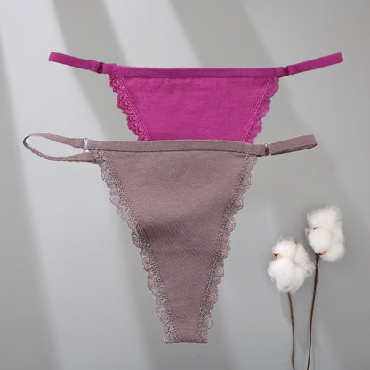 2 Pack Set G-String Cotton Mix Panties Low Waist thong Solid Underpants Comfortable Underwear Intimate Lingerie The Clothing Company Sydney