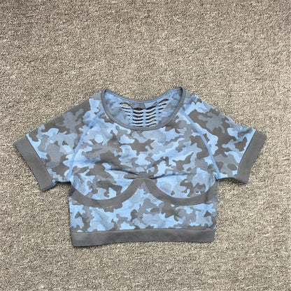 2PCS Camouflage Set Women Yoga Suit Sport Set Gym Workout Clothes Long Sleeve Fitness Crop Top High Waist Seamless Camo Leggings The Clothing Company Sydney