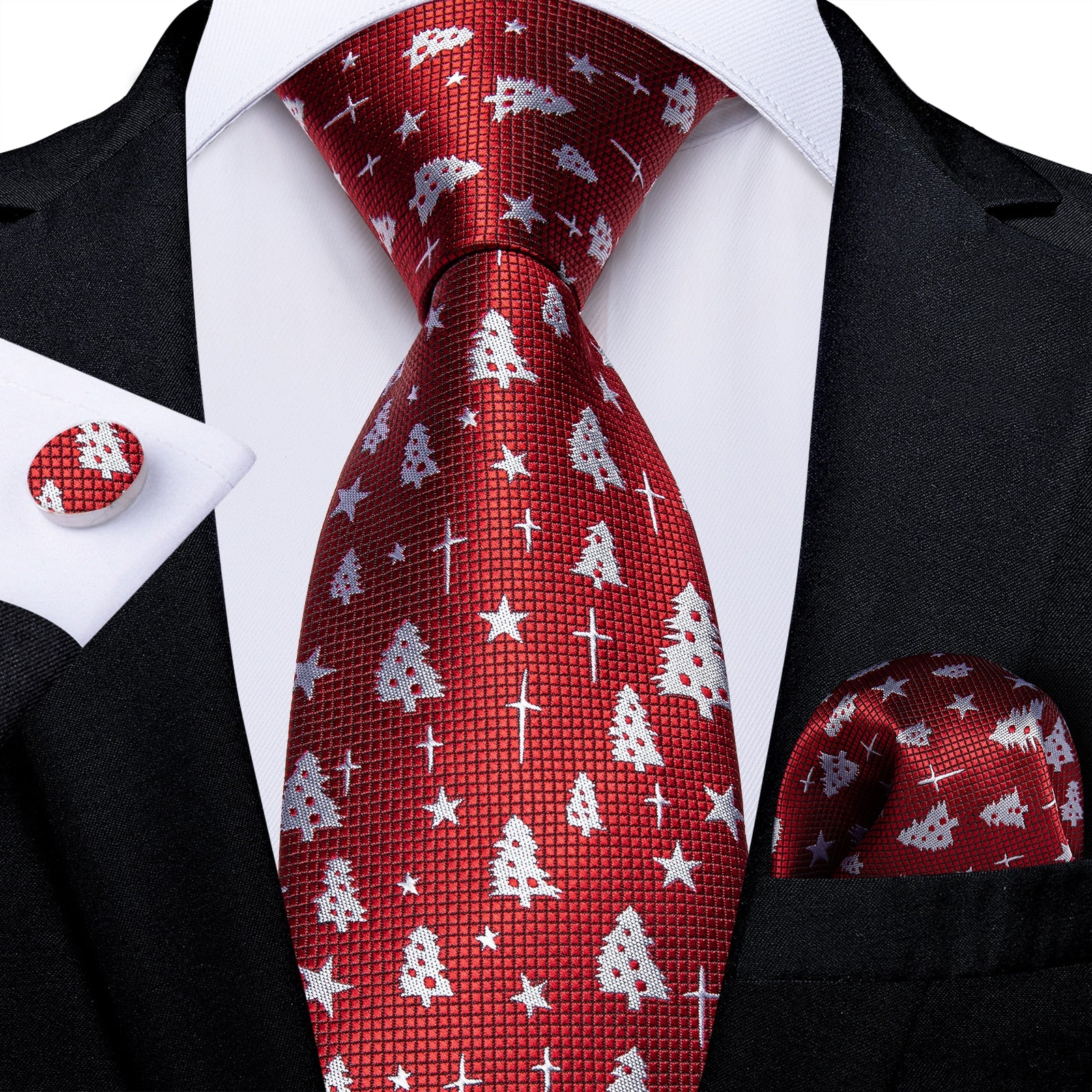 Designer Wedding Men's Tie Red  Solid Striped Paisley Neckties For Men Business Hanky Cufflinks Tie Set The Clothing Company Sydney