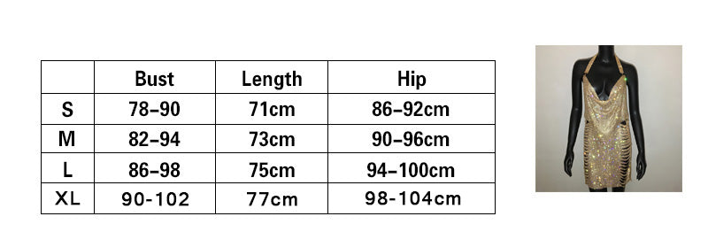 Gold Silver Rhinestone Tassel Chain Dress Women Hip High Split Luxury Party Halter Beach Nightclub Dress The Clothing Company Sydney
