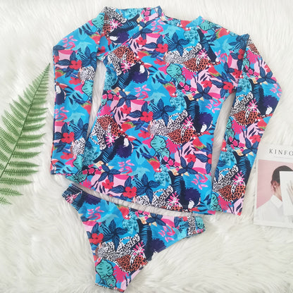 Long Sleeve Swimsuit Floral Print Bikini Bathing Suit Tankini Set Two-Piece Suits Swimwear  Bikini Set The Clothing Company Sydney