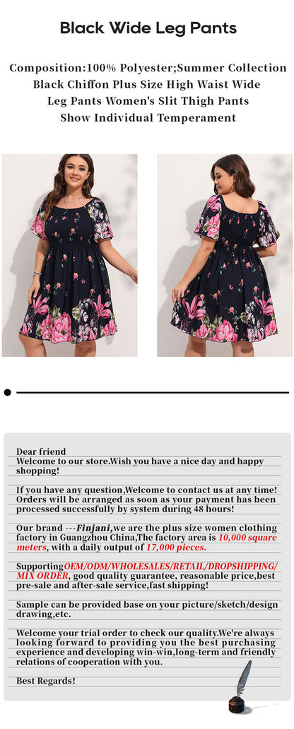 Allover Floral Print Shirred Midi Dress Plus Size Lantern Sleeve High Waist Dresses Summer Dress The Clothing Company Sydney