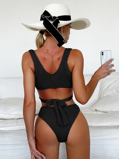 Metal Ring Textured Bikini Swimsuit Swimwear Push Up Bikini Set Bather Bathing Suit Beach Wear Bandage Bikini Set The Clothing Company Sydney