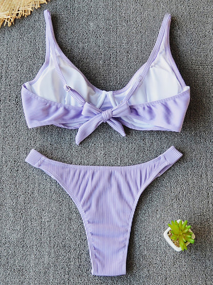 2 Piece Swimsuit Women Bikini Push-up Padded Bra Bandage Triangle Swimwear Bathing Suit Ribbed Bikini Set The Clothing Company Sydney