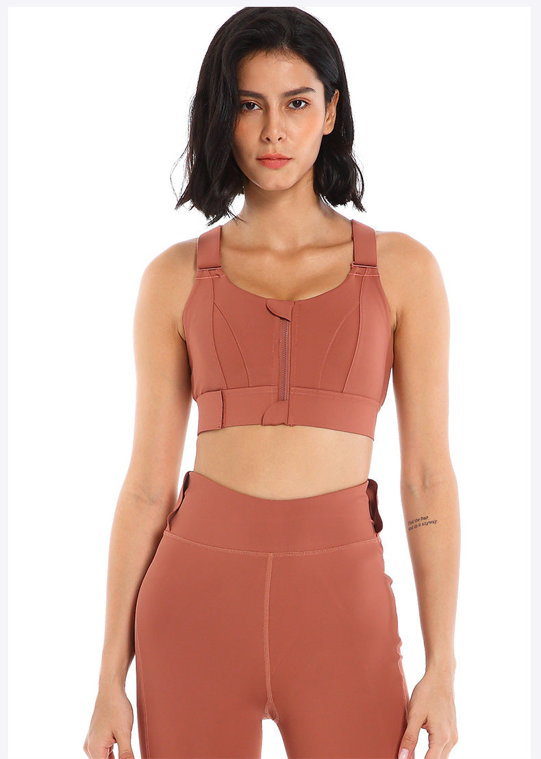 Front Zipper Sports Bra Gym Plus Size 5XL Velcro Adjustable Fitness Yoga Shockproof High Support All-in-one Bras Top The Clothing Company Sydney