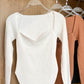 Square Collar Long Sleeve Knitted Pullover Spring Autumn Sweater Winter Top Jumper The Clothing Company Sydney