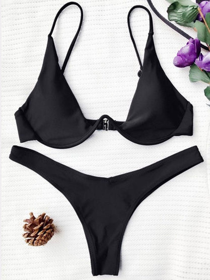 Neon V-bar Underwired Bikini Ribbed Swimsuit Women Thong Swimwear Two-pieces Bikini set Push up Bathing Suit The Clothing Company Sydney