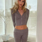 Women's Spring Outfits Casual Zipper Sweater Hoodie Set High Waist Flare Pants Suits Pink Knitted Y2k Two Piece Set The Clothing Company Sydney