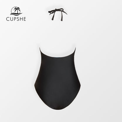 Cut Out Halter One-Piece Swimsuit Black Floral Sexy Backless Monokini Swimwear Bathing Suit Beachwear The Clothing Company Sydney