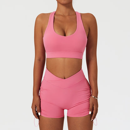 2 Piece Women's Yoga Set Workout Shirts Sport Pants Bra Gym Suits Fitness Shorts Crop Top High Waist Running Leggings Sports Sets The Clothing Company Sydney