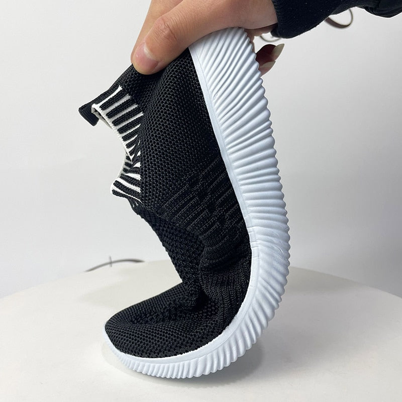 Breathable Mesh Sneakers Summer Slip on Soft Bottom Running Shoes Woman Plus Size Elastic Knit Casual Flats The Clothing Company Sydney