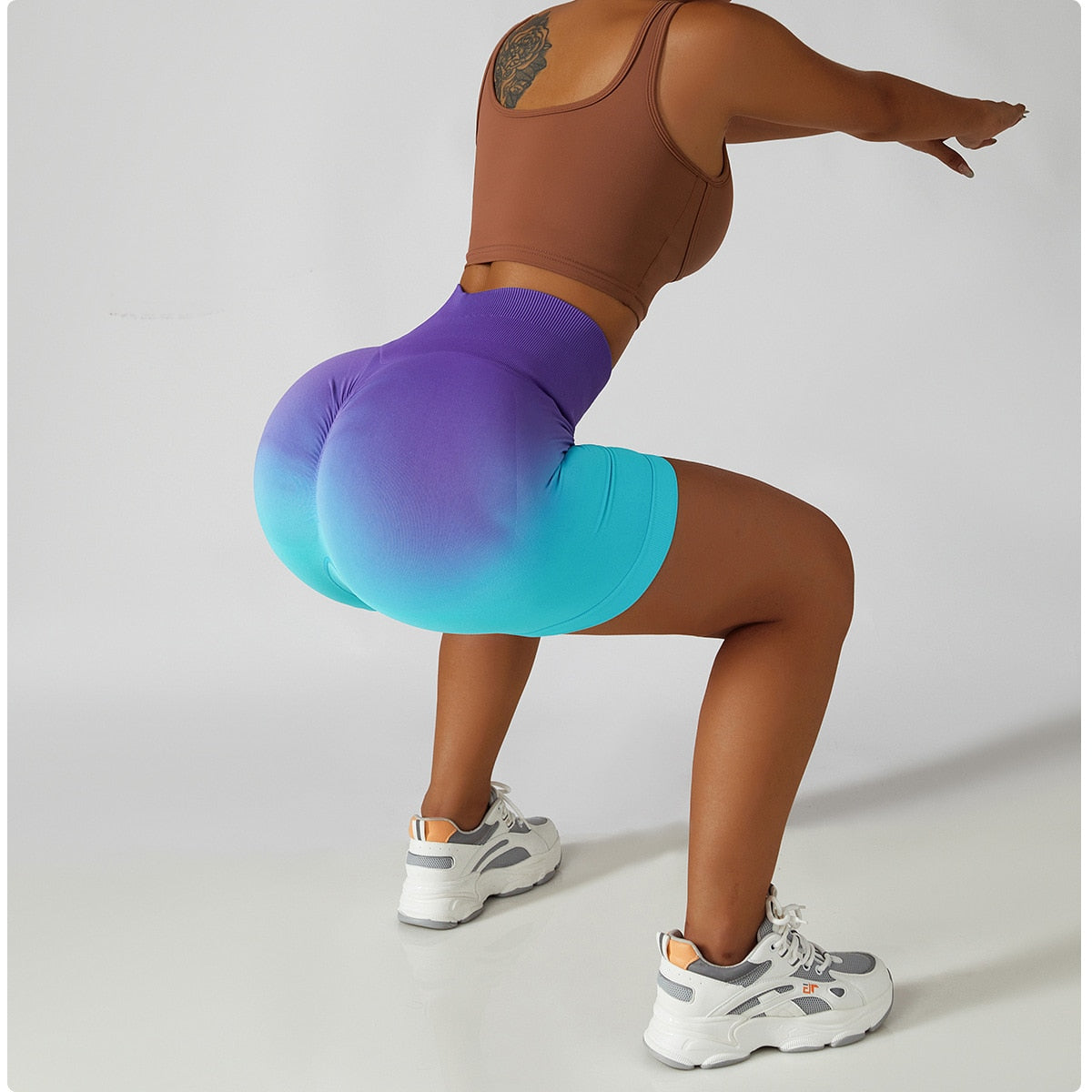 Gradient Seamless Yoga Shorts Gym Running Workout Tight Sports Shorts High Waist Elastic Butt Lifting Fitness Pants Shorts The Clothing Company Sydney