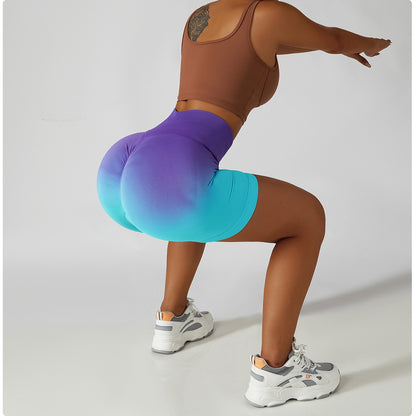 Gradient Seamless Yoga Shorts Gym Running Workout Tight Sports Shorts High Waist Elastic Butt Lifting Fitness Pants Shorts The Clothing Company Sydney
