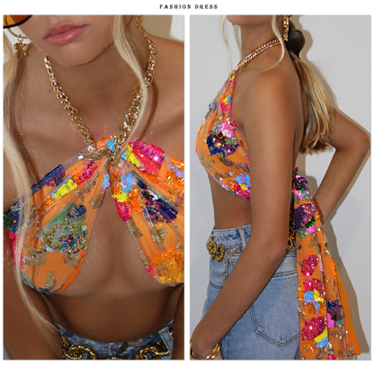 Sequin Backless Slip Mini Chain Straps Short Tulle Cocktail Summer Party Night Lush Prom Dress The Clothing Company Sydney