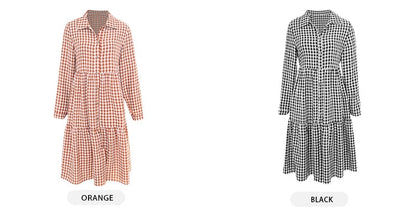 Casual Plaid Shirt Dress For Women Turn Down Long Sleeve Maxi Dress Vintage Single Breasted Patchwork Spring Autumn Dress The Clothing Company Sydney