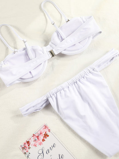 Pleated Bikinis Swimsuit Triangle Bikini Set Swimwear Halter Bathing Suits Bandage Beachwear The Clothing Company Sydney