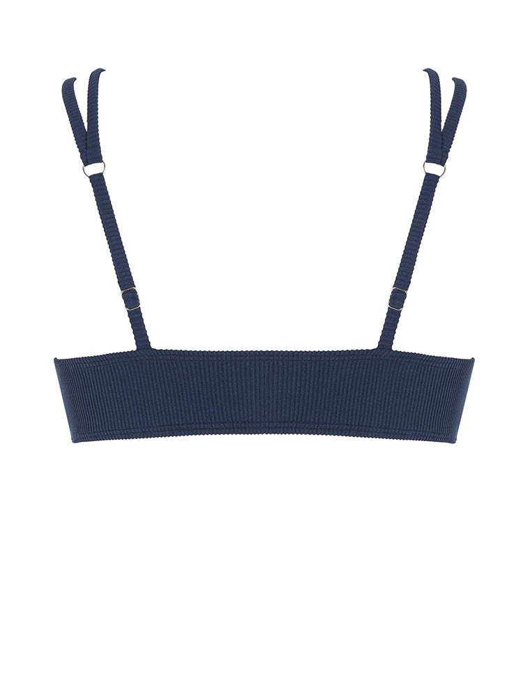 Two Tone Color Block O-ring Honeycomb Textured Bikini Swimwear Mix & Match Swimsuit Separates Beach Top And Bottom The Clothing Company Sydney