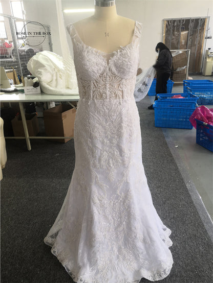 Luxury 3D Lace Mermaid Wedding Dress Romantic Beads Tulle Neck Wedding Bridal Gowns The Clothing Company Sydney