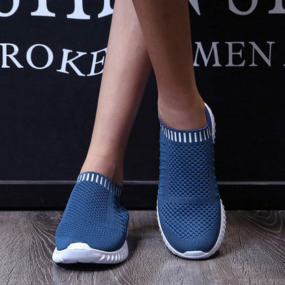 Breathable Mesh Sneakers Summer Slip on Soft Bottom Running Shoes Woman Plus Size Elastic Knit Casual Flats The Clothing Company Sydney
