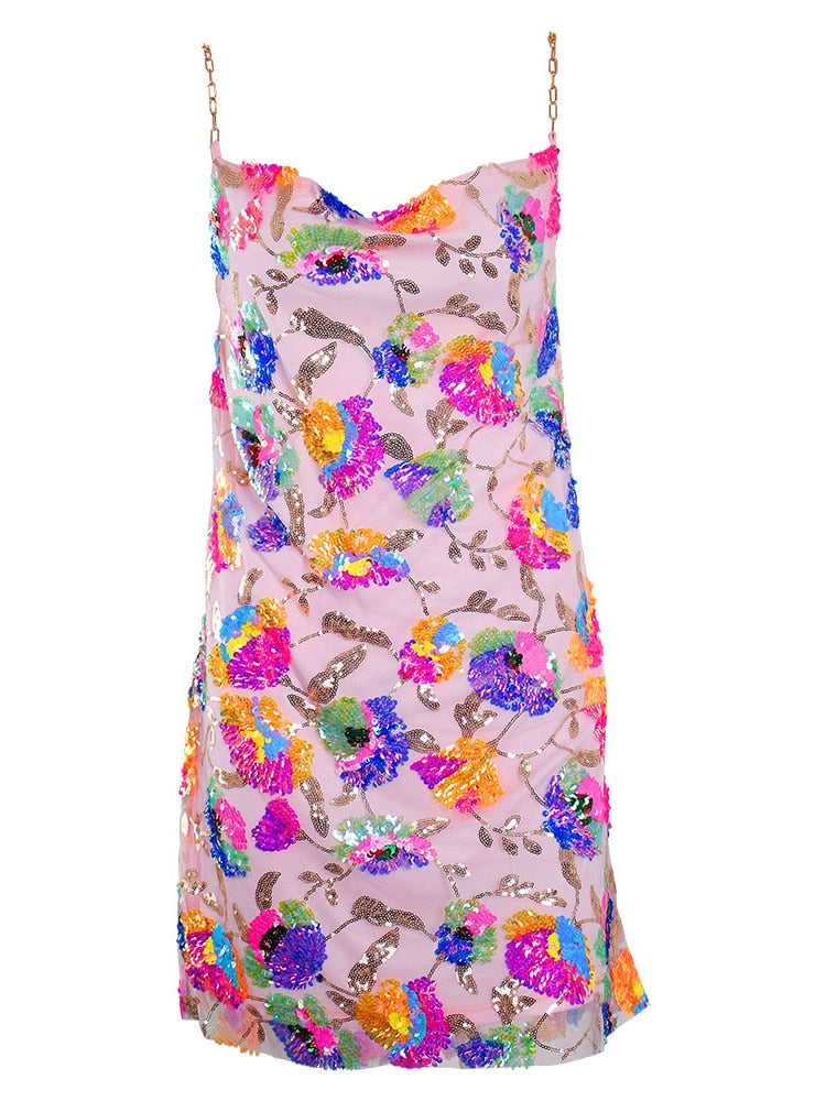 Sequin Backless Slip Mini Chain Straps Short Tulle Cocktail Summer Party Night Lush Prom Dress The Clothing Company Sydney