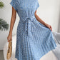 Floral Pleated A Line Long Dress Spring Summer Short Sleeve High Waist Chic Dress The Clothing Company Sydney