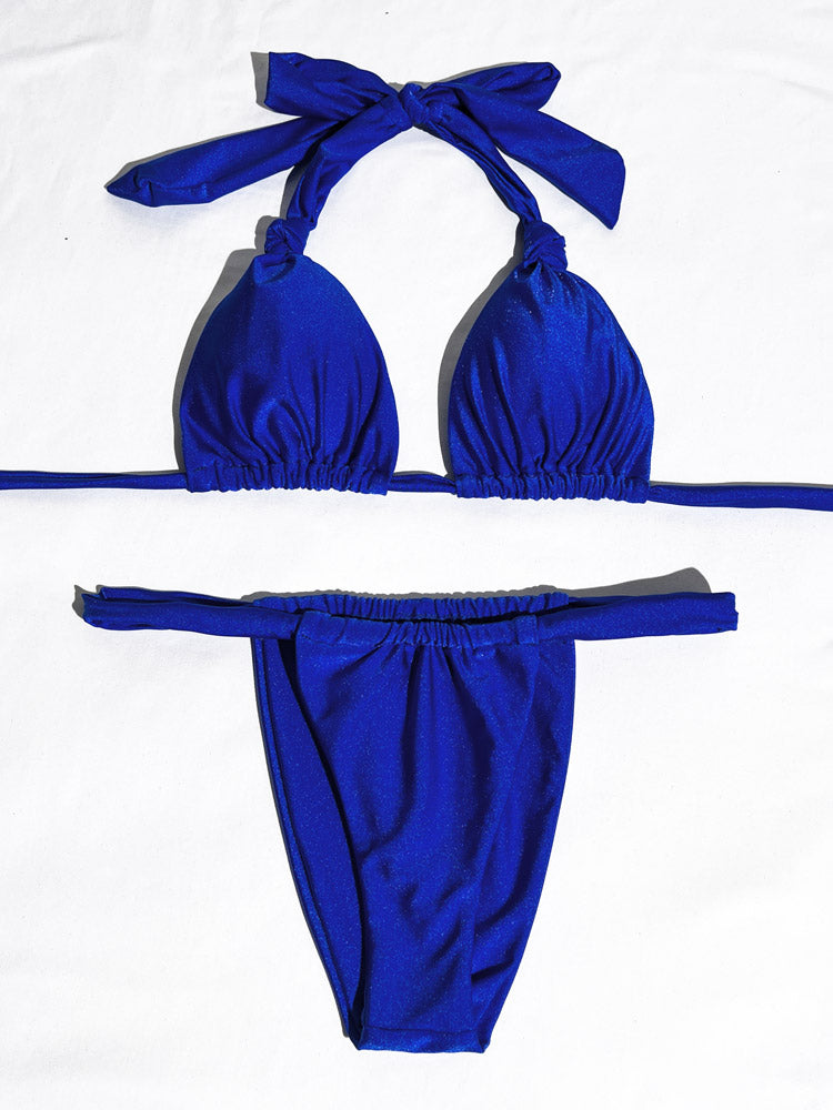 Pleated Bikinis Swimsuit Triangle Bikini Set Swimwear Halter Bathing Suits Bandage Beachwear The Clothing Company Sydney