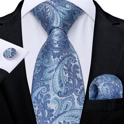 3 Piece Classic 100% Silk Men's Ties 8cm Blue Plaid Dot Striped Business Necktie Handkerchief Wedding Party Tie Set The Clothing Company Sydney