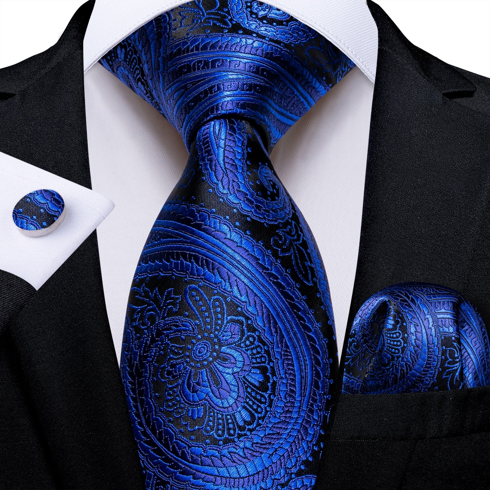 3 Piece Classic 100% Silk Men's Ties 8cm Blue Plaid Dot Striped Business Necktie Handkerchief Wedding Party Tie Set The Clothing Company Sydney